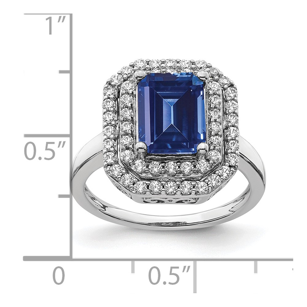 14k White Gold 5/8 carat Lab Grown Diamond VS/SI+ G+ and Lab Created Blue Sapphire Fashion Ring (RM7504-CSA-062-WLG)