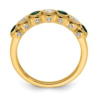 14K Yellow Gold 0.50 Carat Lab Grown Diamond VS SI+ G+ and Lab Created Emerald Complete Ring view 2