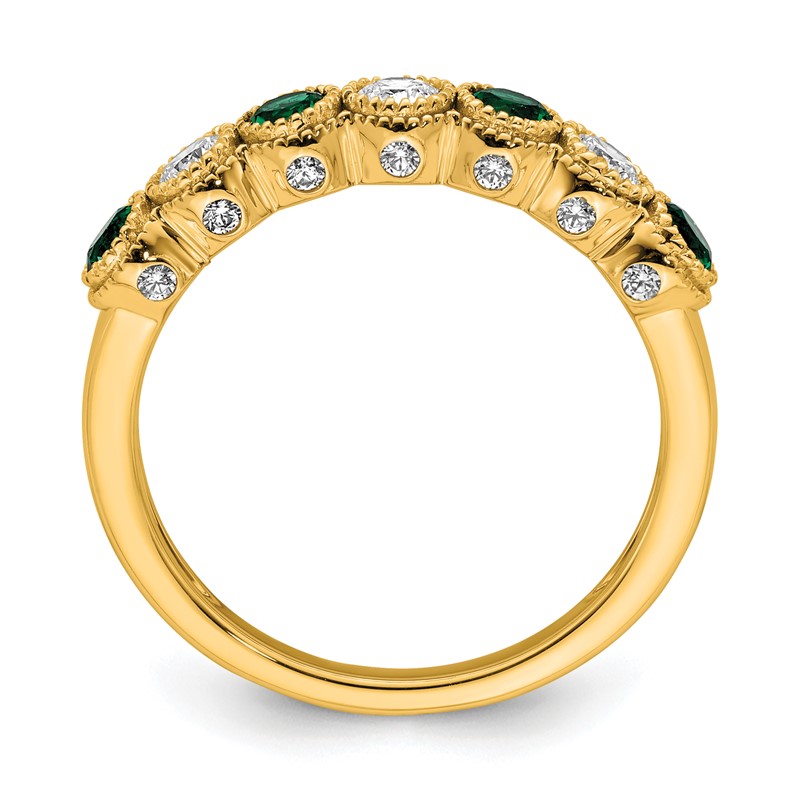 14k 1/2 carat Lab Grown Diamond VS/SI+ G+ and Lab Created Emerald Ring