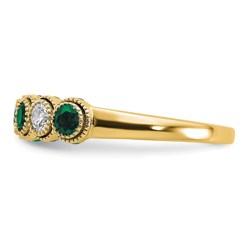 14k 1/2 carat Lab Grown Diamond VS/SI+ G+ and Lab Created Emerald Ring (RM7505-CEM-050-YLG)