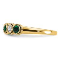 14K Yellow Gold 0.50 Carat Lab Grown Diamond VS SI+ G+ and Lab Created Emerald Complete Ring view 3