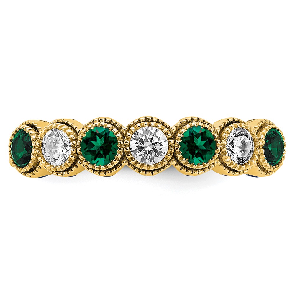 14k 1/2 carat Lab Grown Diamond VS/SI+ G+ and Lab Created Emerald Ring (RM7505-CEM-050-YLG)