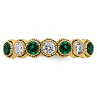 14K Yellow Gold 0.50 Carat Lab Grown Diamond VS SI+ G+ and Lab Created Emerald Complete Ring view 4