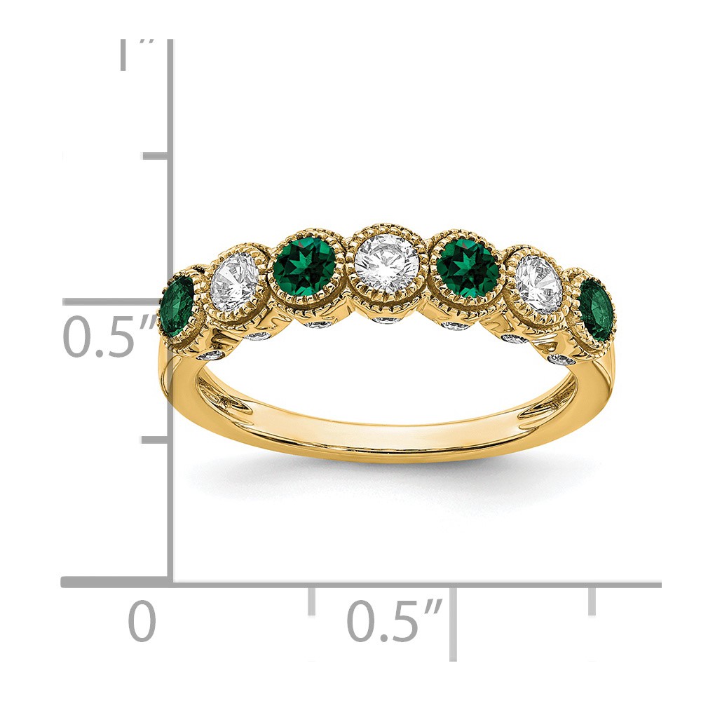 14k 1/2 carat Lab Grown Diamond VS/SI+ G+ and Lab Created Emerald Ring (RM7505-CEM-050-YLG)