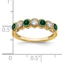 14K Yellow Gold 0.50 Carat Lab Grown Diamond VS SI+ G+ and Lab Created Emerald Complete Ring view 5