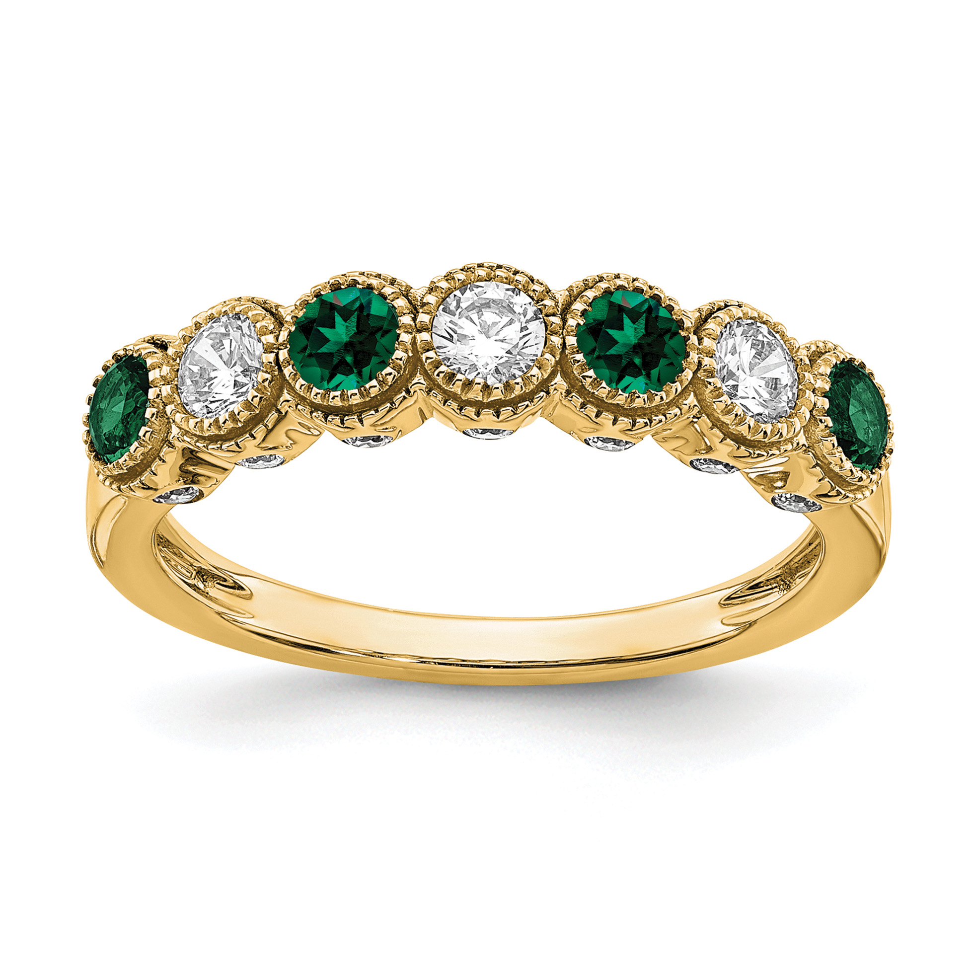 14k 1/2 carat Lab Grown Diamond VS/SI+ G+ and Lab Created Emerald Ring (RM7505-CEM-050-YLG)