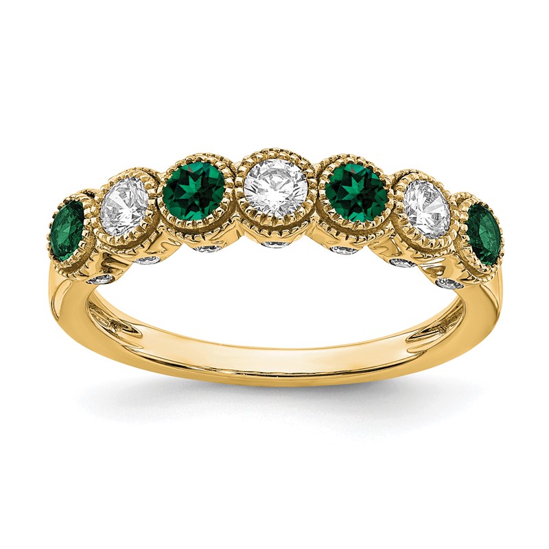14k 1/2 carat Lab Grown Diamond VS/SI+ G+ and Lab Created Emerald Ring