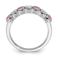 14K White Gold 0.50 Carat Lab Grown Diamond VS SI+ G+ and Lab Created Pink Sapphire Complete Ring view 2