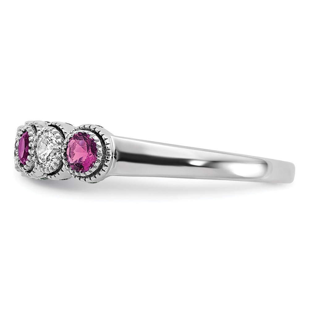 14k White Gold  1/2 carat Lab Grown Diamond VS/SI+ G+ and Lab Created Pink Sapphire Ring (RM7505-CPS-050-WLG)