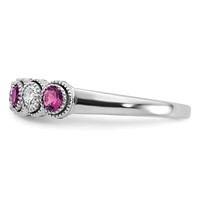 14K White Gold 0.50 Carat Lab Grown Diamond VS SI+ G+ and Lab Created Pink Sapphire Complete Ring view 3