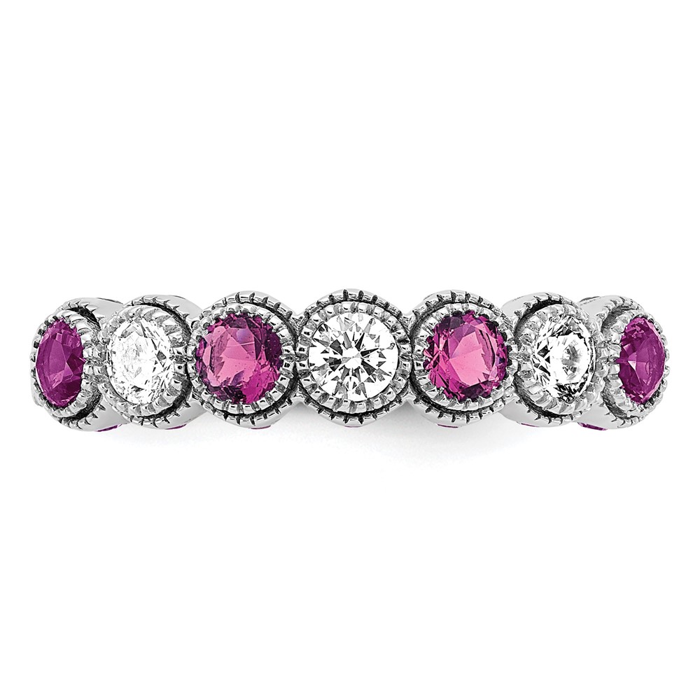 14k White Gold  1/2 carat Lab Grown Diamond VS/SI+ G+ and Lab Created Pink Sapphire Ring (RM7505-CPS-050-WLG)