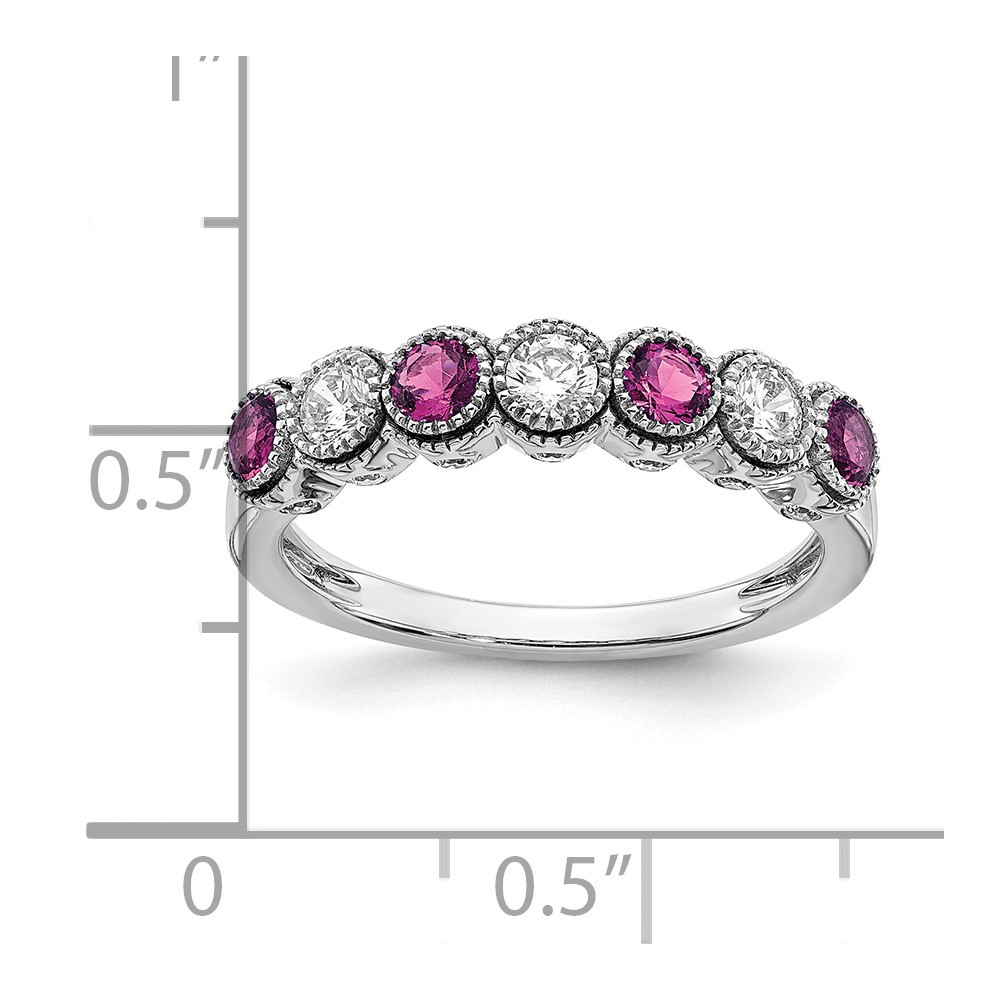 14k White Gold  1/2 carat Lab Grown Diamond VS/SI+ G+ and Lab Created Pink Sapphire Ring (RM7505-CPS-050-WLG)