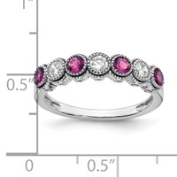 14K White Gold 0.50 Carat Lab Grown Diamond VS SI+ G+ and Lab Created Pink Sapphire Complete Ring view 4