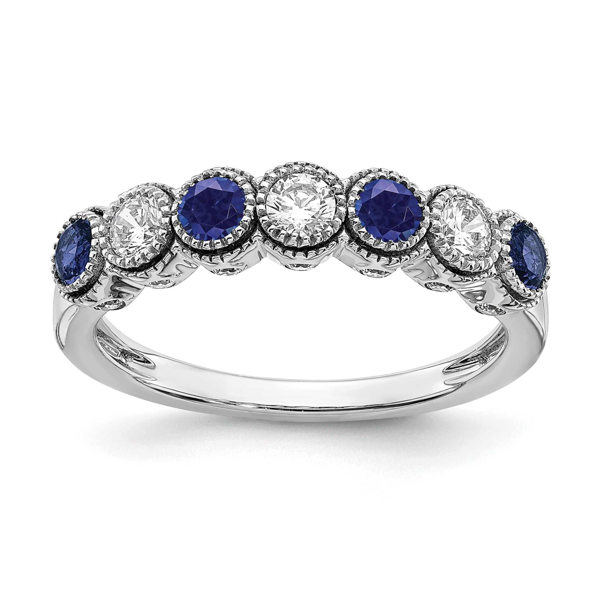 14k White Gold  1/2 carat Lab Grown Diamond VS/SI+ G+ and Lab Created Blue Sapphire Ring (RM7505-CSA-050-WLG)