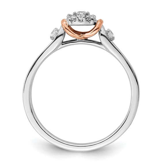 14k Two-tone Rose and White Gold 1/6 carat Lab Grown Diamond VS/SI+ G+ Petite Engagement Ring