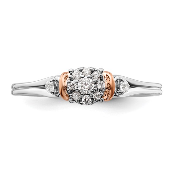 14k Two-tone Rose and White Gold 1/6 carat Lab Grown Diamond VS/SI+ G+ Petite Engagement Ring