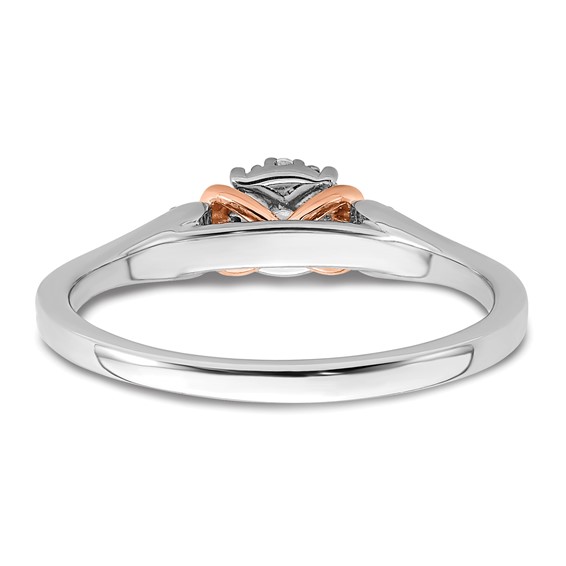 14k Two-tone Rose and White Gold 1/6 carat Lab Grown Diamond VS/SI+ G+ Petite Engagement Ring