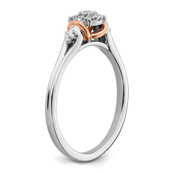14k Two-tone Rose and White Gold 1/6 carat Lab Grown Diamond VS/SI+ G+ Petite Engagement Ring