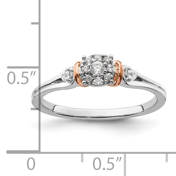 14k Two-tone Rose and White Gold 1/6 carat Lab Grown Diamond VS/SI+ G+ Petite Engagement Ring