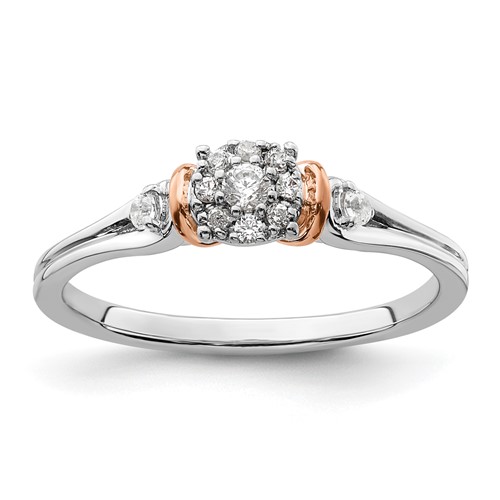 14K Two-tone Rose and White Gold 0.17 Carat Lab Grown Diamond VS SI+ G+ Petite Engagement Ring