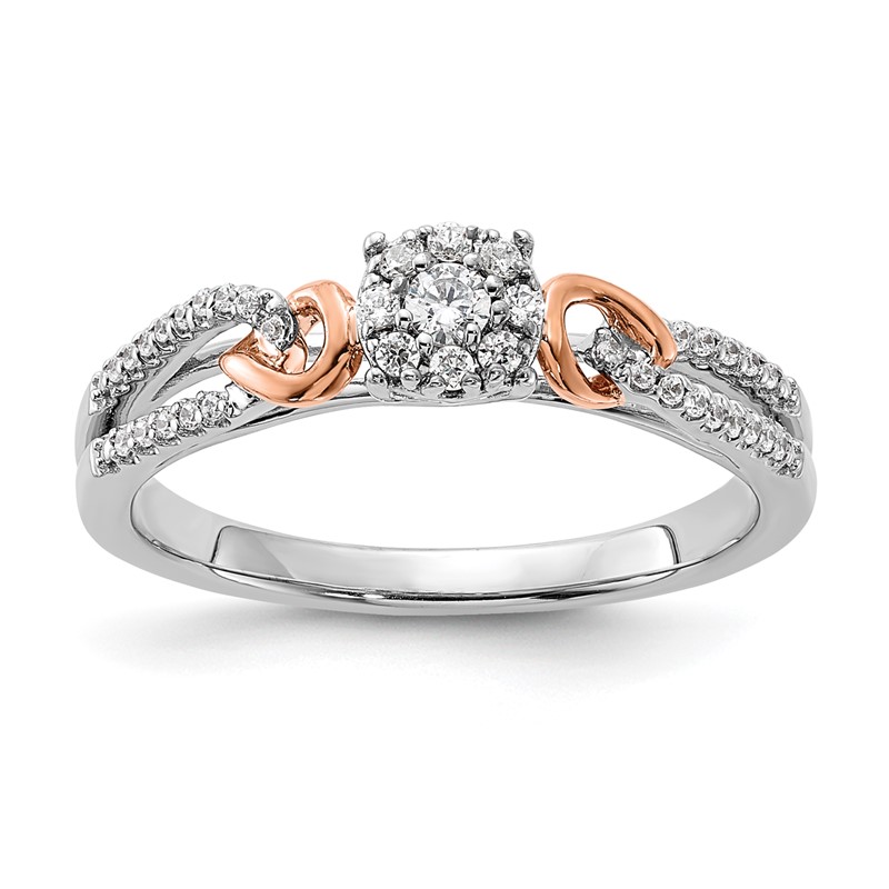 14K Two-Tone Lab Grown Diamond VS/SI+ G+ Looped Cluster Ring