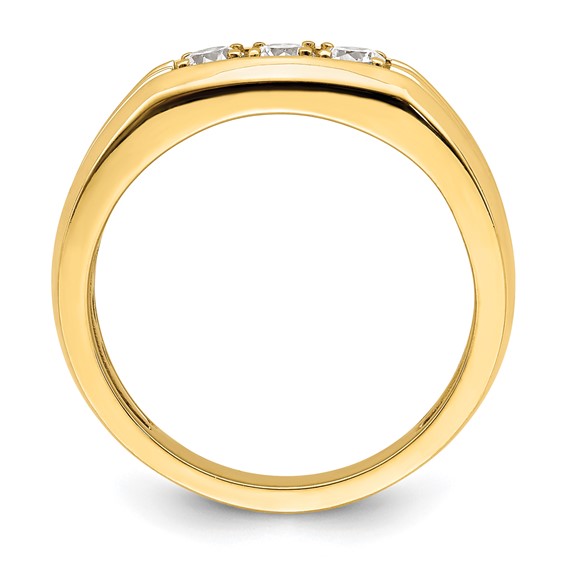 14K 3-Stone 1/2 carat Diamond Complete Men's Ring