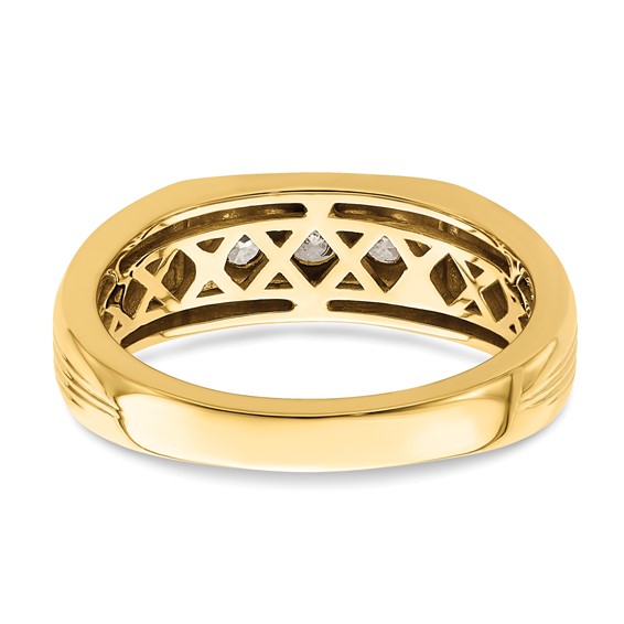 14K 3-Stone 1/2 carat Diamond Complete Men's Ring