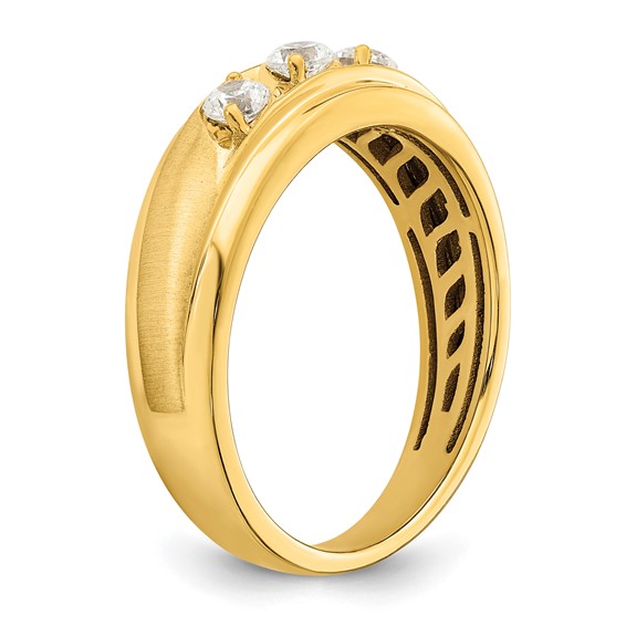 14K 3-Stone 3/8 carat Diamond Complete Men's Ring