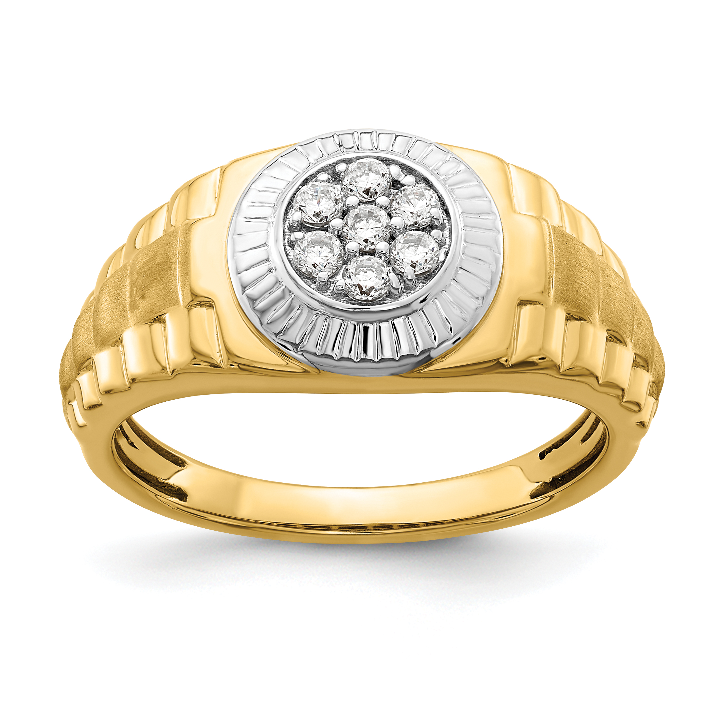 IBGoodman 14k Two-tone 1/4 carat Lab Grown Diamond VS/SI+ G+ Complete Men's Ring (RM7596-025-10YWLG)