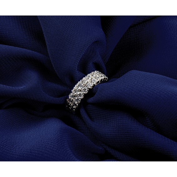 14k White Gold 1 3/4 carat Lab Grown Diamond VS+ F+ Complete Double Row Fashion Band