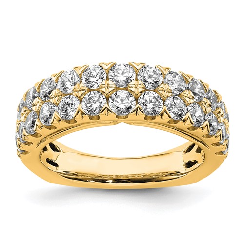 14K Yellow Gold 1.75 Carat Lab Grown Diamond VS+ F+ Complete Double Row Fashion Band