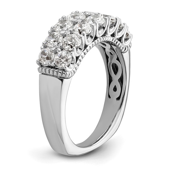 14k White Gold 1 5/8 carat Lab Grown Diamond VS/SI+ G+ Complete Double Row Fashion Band