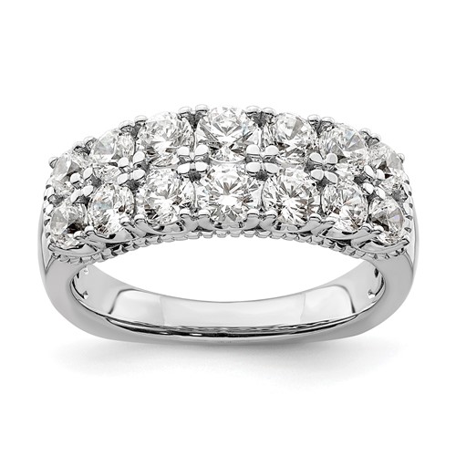14K White Gold 1.62 Carat Lab Grown Diamond VS SI+ G+ Complete Double Row Fashion Band