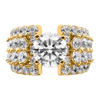 14K Yellow Gold 6.38 Carat Certified Lab Grown Diamond VS SI+ G+ Round Complete Engagement Ring view 4