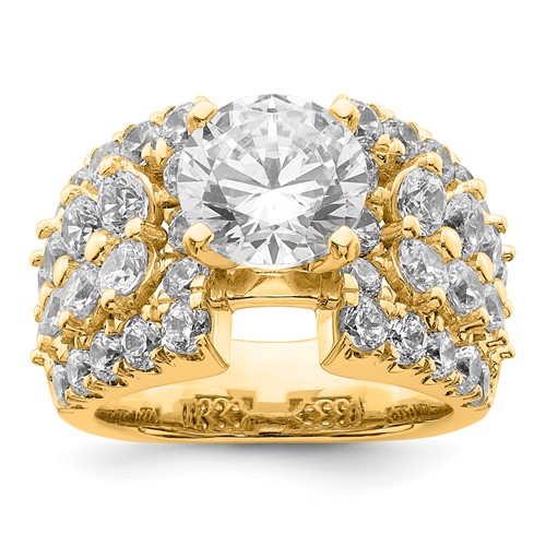 14K Yellow Gold 6.38 Carat Certified Lab Grown Diamond VS SI+ G+ Round Complete Engagement Ring