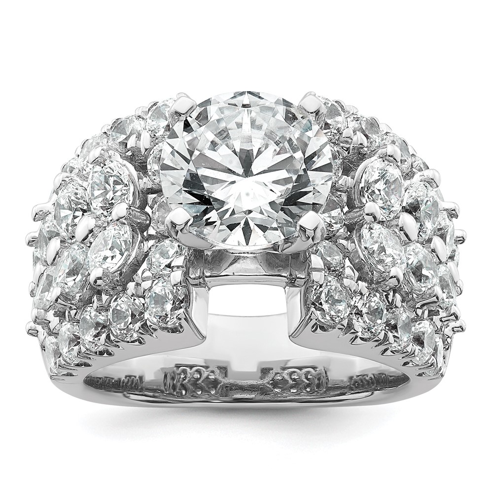 14K White Gold 6.38 Carat Certified Lab Grown Diamond VS SI+ G+ Round Complete Engagement Ring