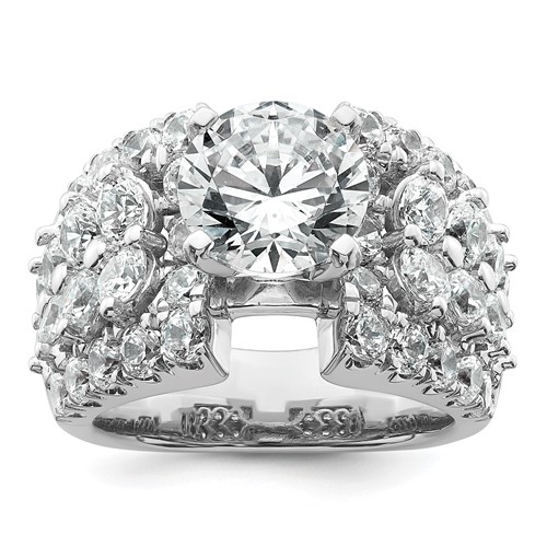 14K White Gold 3.38 Carat Lab Grown Diamond VS SI+ G+ 3 Carat Round Center Semi Mount Engagement Ring