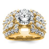 14K Yellow Gold 3.38 Carat Lab Grown Diamond VS SI+ G+ 3 Carat Round Center Semi Mount Engagement Ring view 1