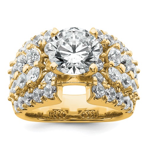 14K Yellow Gold 3.38 Carat Lab Grown Diamond VS SI+ G+ 3 Carat Round Center Semi Mount Engagement Ring