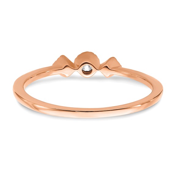 14k Rose Gold Beaded Edge Petite 3-Stone 1/10 carat Round/Princess Diamond Complete Promise/Engagement Ring