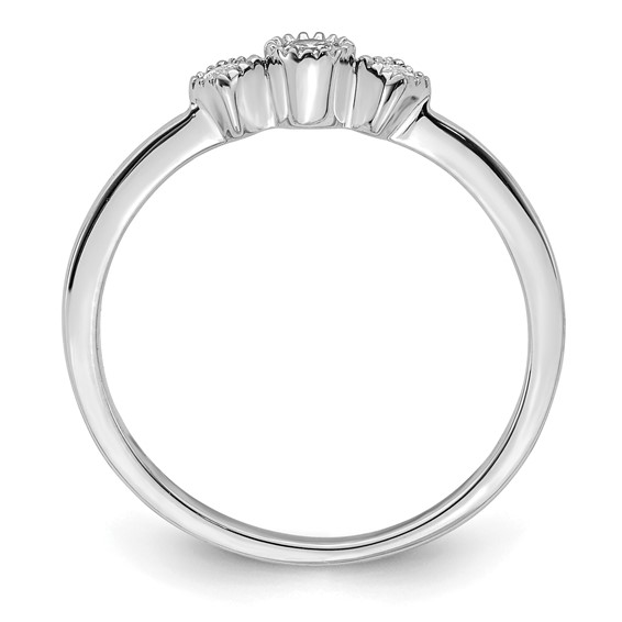 14k White Gold Beaded Edge Petite 3-Stone 1/10 carat Round/Princess Diamond Complete Promise/Engagement Ring