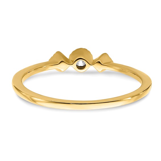 14k Beaded Edge Petite 3-Stone 1/10 carat Round/Princess Diamond Complete Promise/Engagement Ring