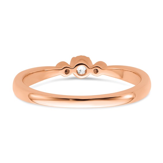 14k Rose Gold Beaded Edge Petite 3-Stone 1/15 carat Round Diamond Complete Promise/Engagement Ring