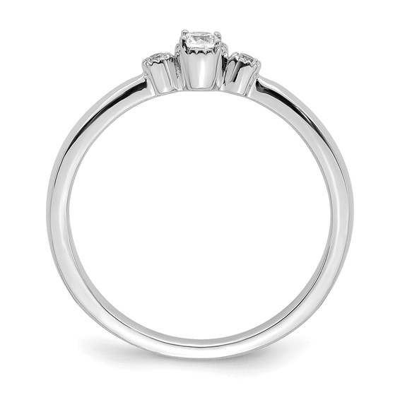 14k White Gold Beaded Edge Petite 3-Stone 1/15 carat Round Diamond Complete Promise/Engagement Ring