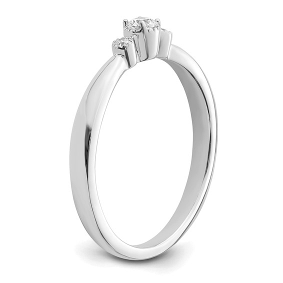 14k White Gold Beaded Edge Petite 3-Stone 1/15 carat Round Diamond Complete Promise/Engagement Ring