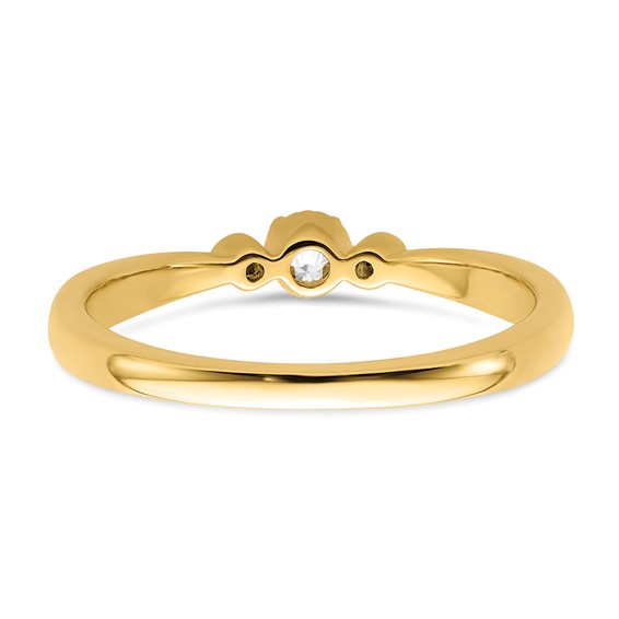 14k Beaded Edge Petite 3-Stone 1/15 carat Round Diamond Complete Promise/Engagement Ring