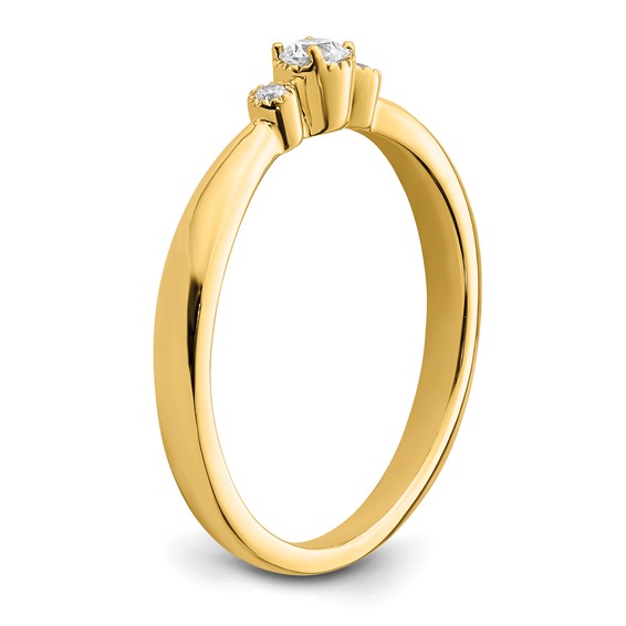 14k Beaded Edge Petite 3-Stone 1/15 carat Round Diamond Complete Promise/Engagement Ring