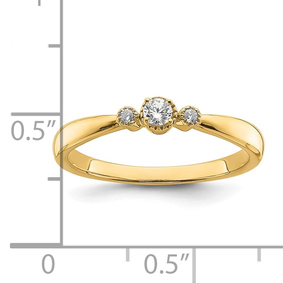 14k Beaded Edge Petite 3-Stone 1/15 carat Round Diamond Complete Promise/Engagement Ring