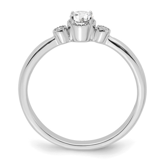 14k White Gold Beaded Edge Petite 3-Stone 1/4 carat Round Diamond Complete Promise/Engagement Ring