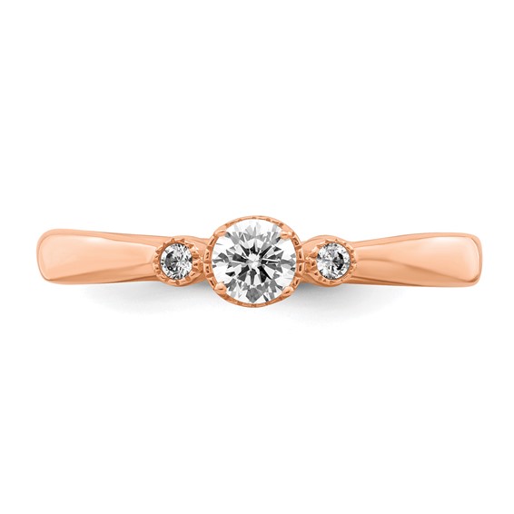 First Promise 14k Rose Gold 1/4 carat Lab Grown Diamond VS/SI+ G+ Complete Petite Engagement Ring